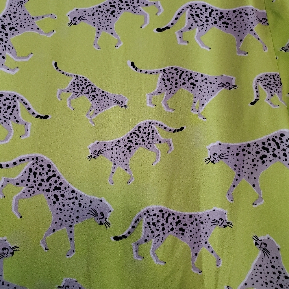 Ann Taylor Wrap Long Sleeves Blouse Cheetah Lime Green Hi-lo Pullover Size XS - Picture 6 of 11
